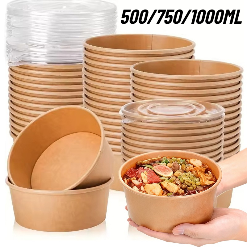Meal Prep Plan - 10/20PCS 크래프트 종이 원형 그릇 일회용