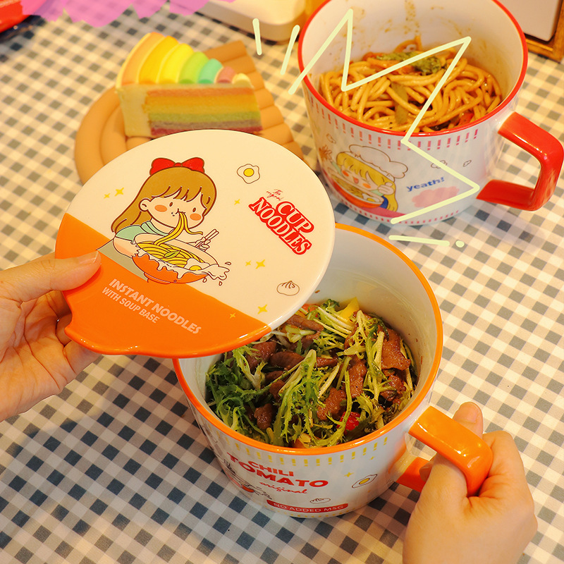 Meal Prep Soup - 만화 인스턴트 라면 그릇 뚜껑 포함