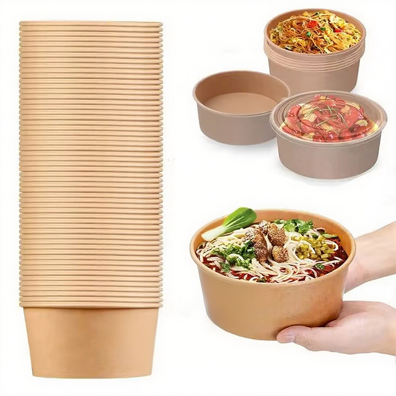 Meal Prep Plan - 크라프트 종이 원형 그릇 일회용 도시락