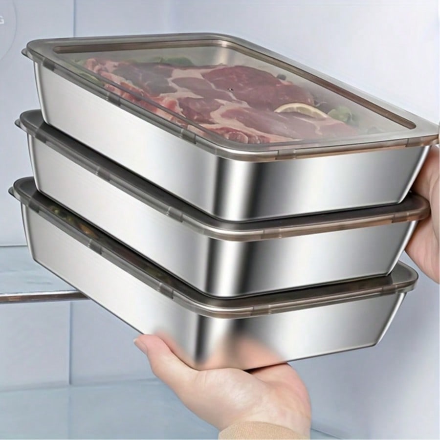 Meal Prep Easy - 6개(3박스+3뚜껑) 스테인리스 스틸 식품 보관 용기