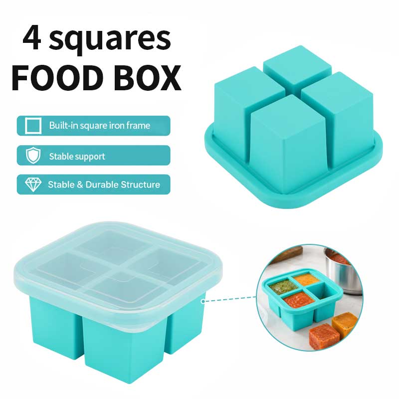 Meal Prep Easy - 실리콘 4칸 음식 보관 용기(뚜껑 포함),