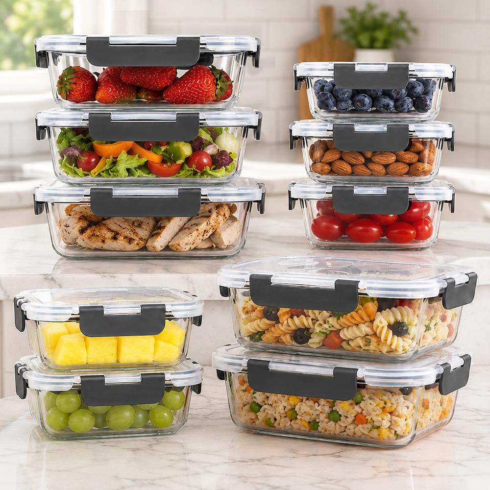 Meal Prep Easy - 유리 식품 보관 용기 세트 10개입,