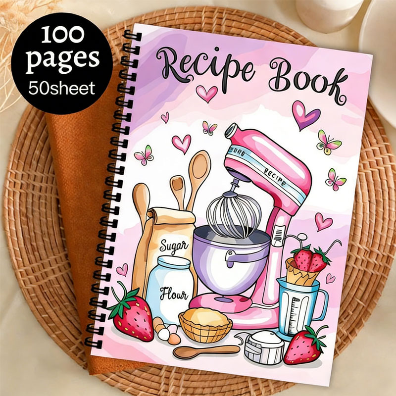 Meal Prep Plan - 레시피 로그북 100매 빈 요리책 손글씨