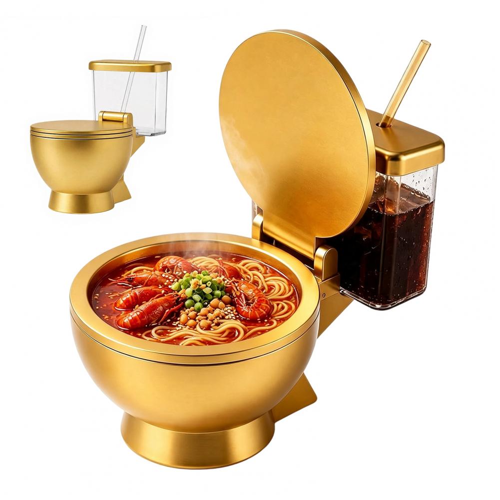 Meal Prep Soup - 화장실 모양 라면 그릇 세트, 내장형