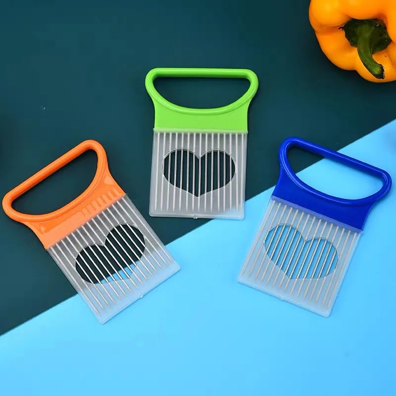 Onion Holder Slicer - 1-3개의 다채로운 양파 슬라이서로 손쉽게 양파를