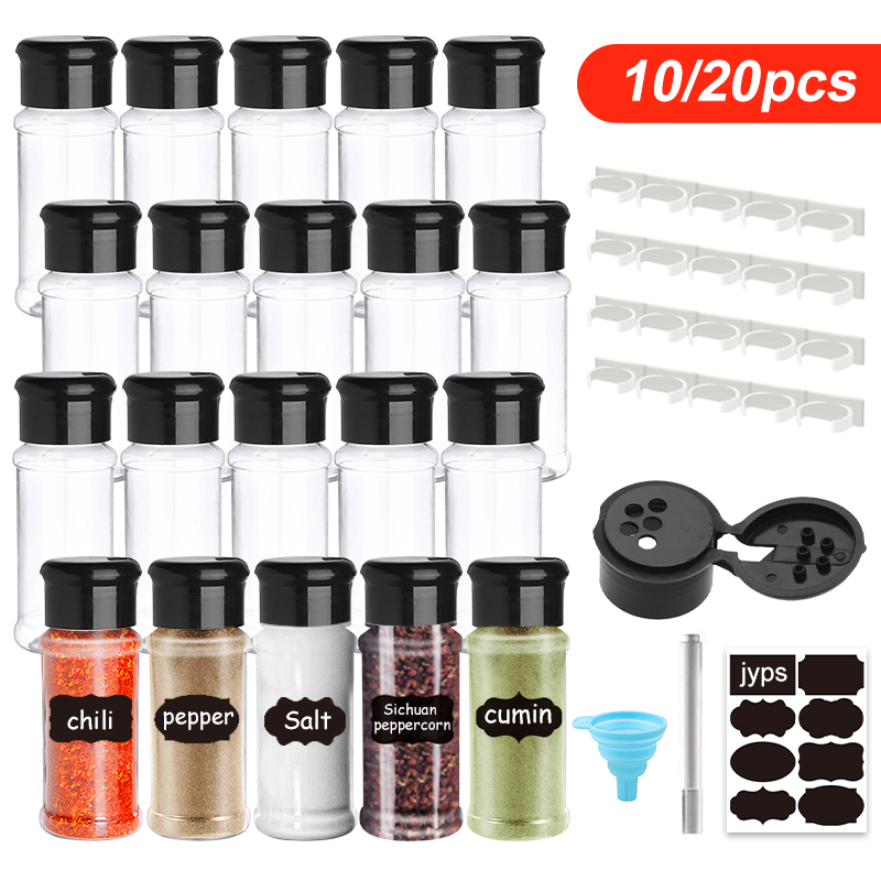 Spice Jar Labels - 5/10/15/20개입 3.3oz/100ml 빈 플라스틱 양념통 세트,