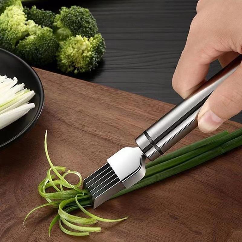 스테인레스 스틸 슈레드 실크 칼 야채 마늘 커터 음식  - Onion Holder Slicer 리뷰 및 가격