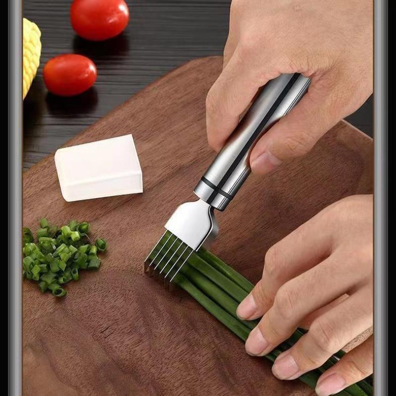 스테인레스 스틸 슈레드 실크 칼 야채 마늘 커터 음식  - Onion Holder Slicer 리뷰 및 가격