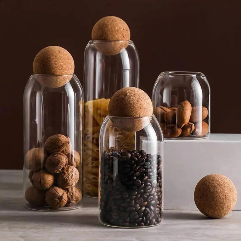 유리 저장 용기 세트, 볼 코르크 마개 포함, 차, 향 - Spice Jar Labels 리뷰 및 가격
