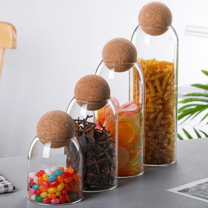 유리 저장 용기 세트, 볼 코르크 마개 포함, 차, 향 - Spice Jar Labels 리뷰 및 가격