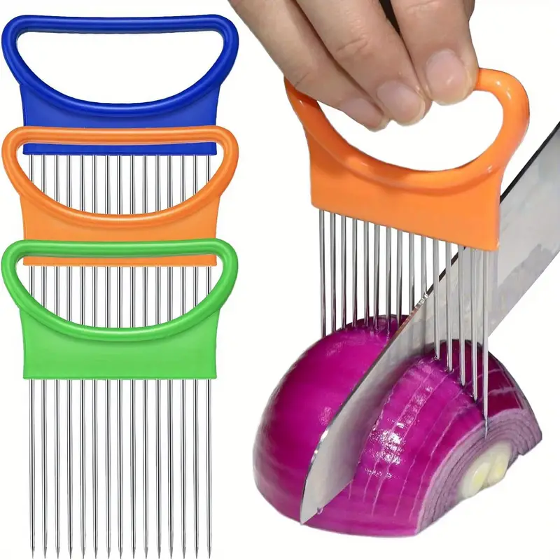 4-in-1 주방 핀 매직 양파 포크 - 스테인리스 스 - Onion Holder Slicer 리뷰 및 가격