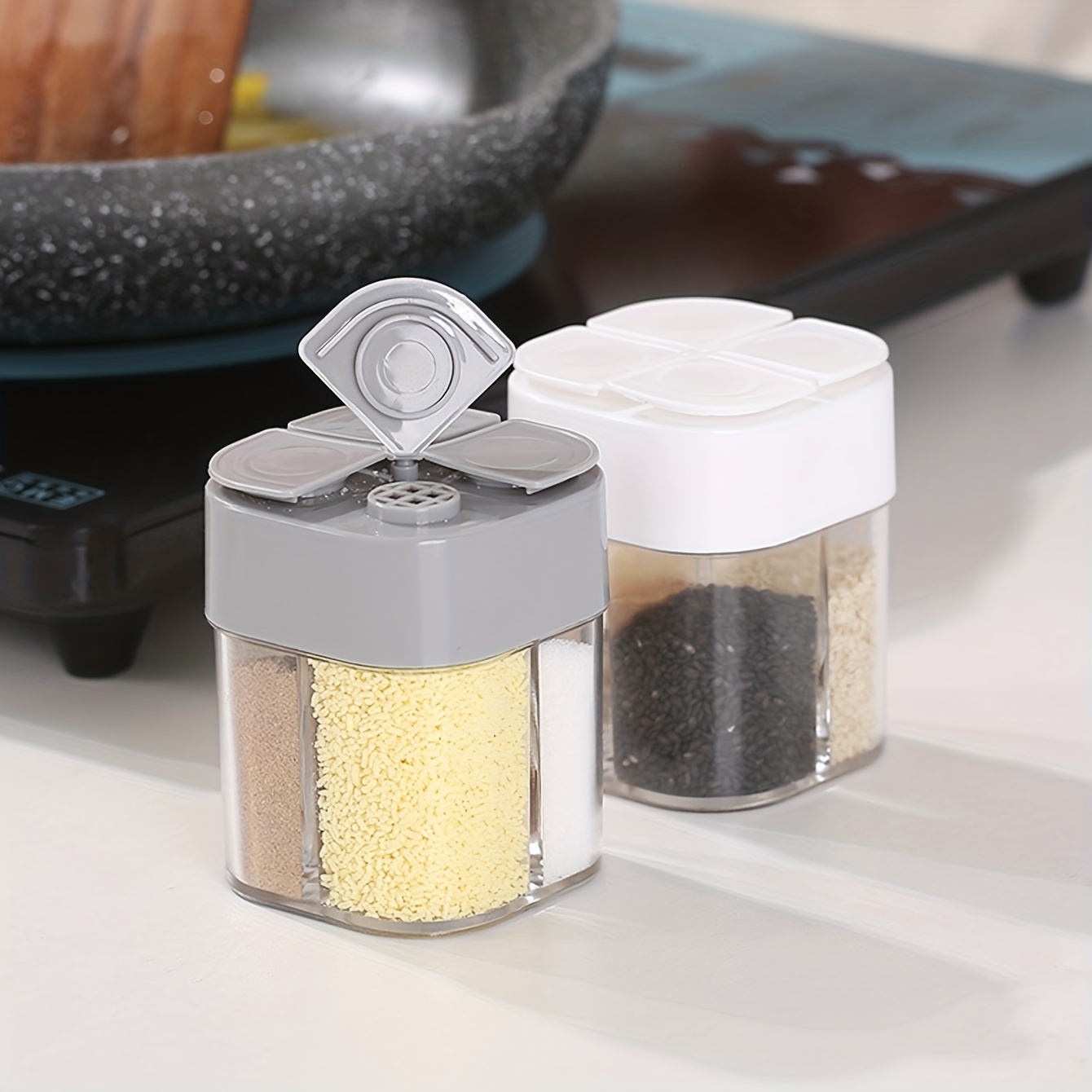 4in1 캠핑 조미료 셰이커 뚜껑이있는 다목적 양념 항 - Spice Jar Labels 리뷰 및 가격